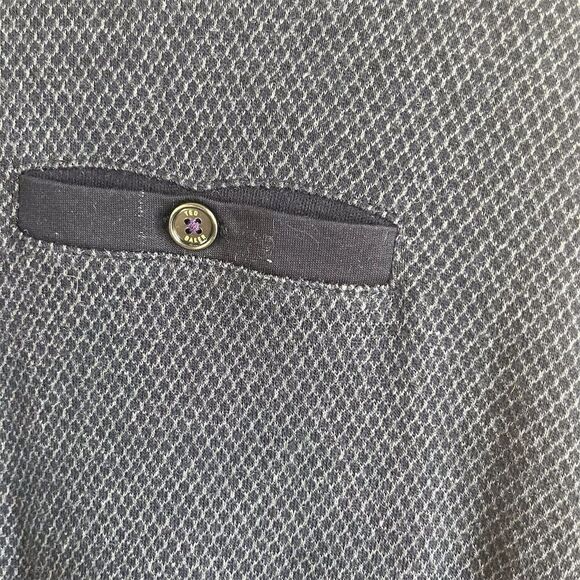 Ted Baker MensHoundstooth Knit Polo Shirt Black and Gray‎ Long Sleeve Size Large - Picture 3 of 10
